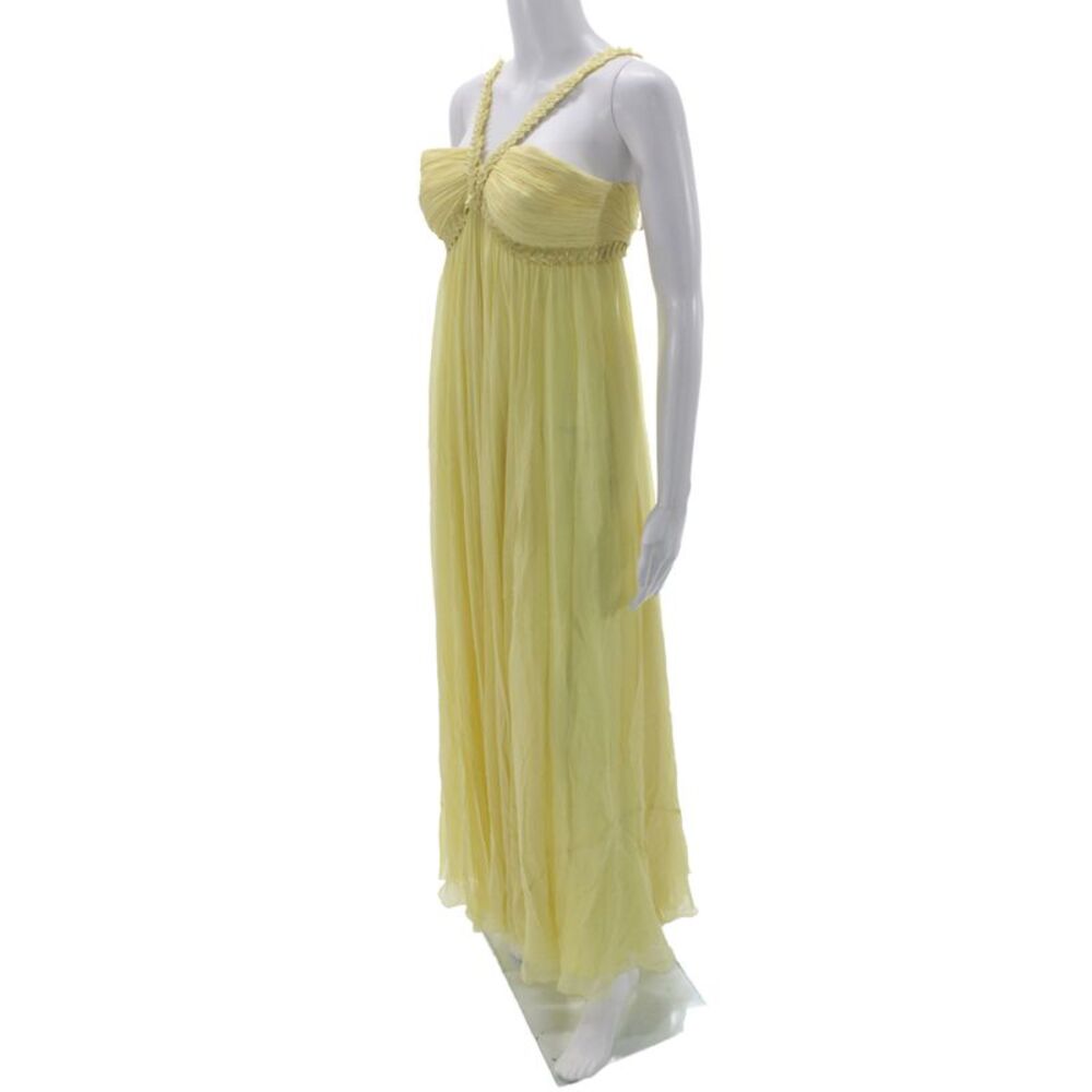 BCBG Max Azria Womens Maxi Dress Yellow 100% Silk Sweetheart Sleeveless Size 2 - Picture 2 of 6
